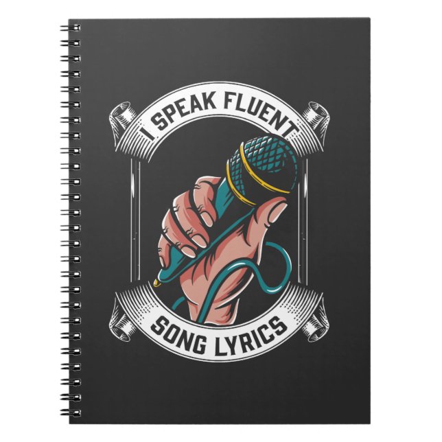 Caderno Espiral Cantor Microfone Fluent Song Lyrics Karaoke Lover (Frente)