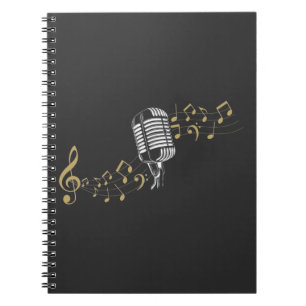 Caderno Espiral Cantor Microphone Musical Notes Karaoke amante