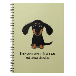 Caderno Espiral Cão bonito de cabelos compridos do Wiener do