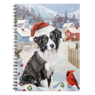 Caderno Espiral Cão Border Collie Natal País das Maravilhas de Inv