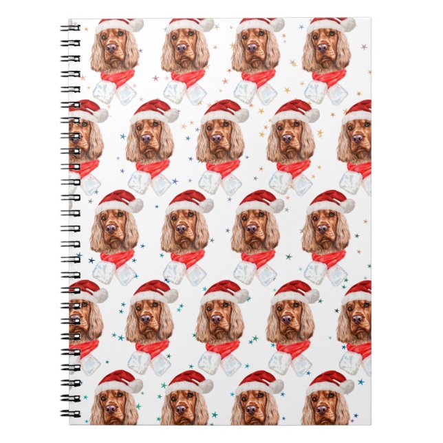 Caderno Espiral Cão da Raça Cocker Spaniel Inglês Natal (Frente)