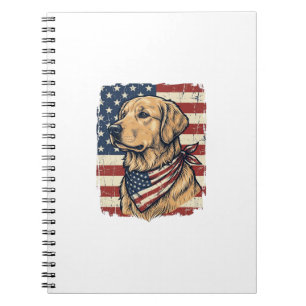 Caderno Espiral Cão de Água Retriever Patriótico Design Vetorial V