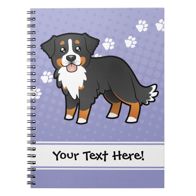 Caderno Espiral Cão de montanha de Bernese dos desenhos animados (Frente)