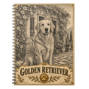 Caderno Espiral Cão de Raça Golden Retriever, Patrimônio Vintage