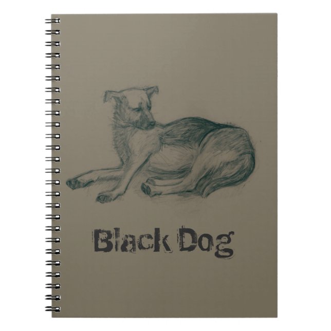 Caderno Espiral Cão. desenho do lápis. (Frente)