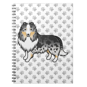 Caderno Espiral Cão e patas de cartografia de Sheepdog Blue Merle