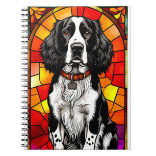 Caderno Espiral Cão Elegante em Arte de Vidro Colorido Artístico