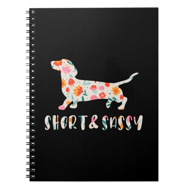 Caderno Espiral Cão floral de Dachshund, pequeno e assado (Frente)