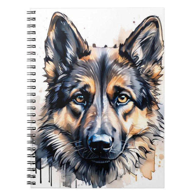 Caderno Espiral Cão german shepherd | Diário para notebook (Frente)