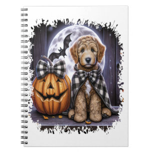 Caderno Espiral Cão Labradoodle Quadrado de Halloween