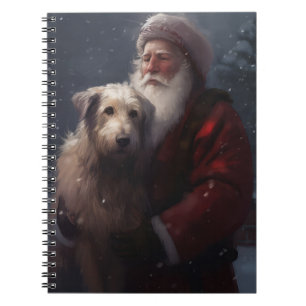 Caderno Espiral Cão Lobo Com Papai Noel Natal Festivo