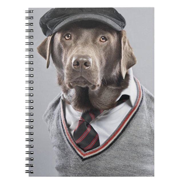 Caderno Espiral Cão na camisola e no boné (Frente)
