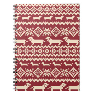 Caderno Espiral Cão Nórdico: Padrão de Ilustração Quirky.