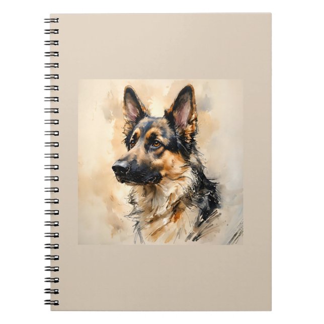 Caderno Espiral Cão Pastor Alemão Alsaciano Arte Design  (Frente)