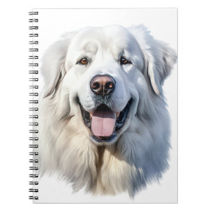 CADERNO ESPIRAL CÃO PRETTY GRANDE BRANCO GRANDE PIRINÉUS