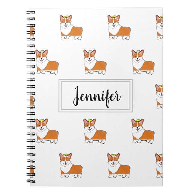 Caderno Espiral Cão real do córgi personalizado (Frente)