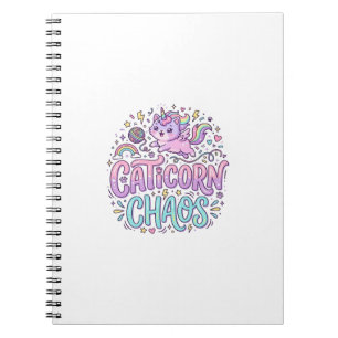 Caderno Espiral Caos de Caticórnio Unicórnio Gráfico de Produto Pa