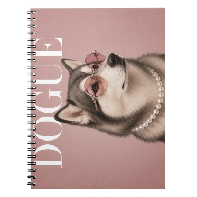 Caderno Espiral Capa de Cachorro Malamute do Alasca Rosa (Frente)