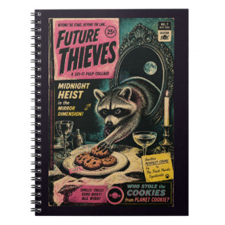 Caderno Espiral Capa de Livro Falso Vintage de Guaxinim Roubando C