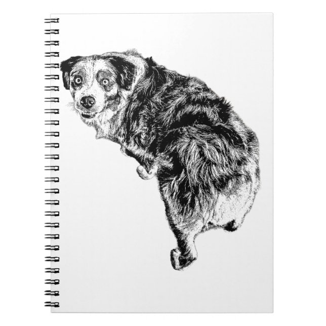 Caderno Espiral Capa de telefone com cachorro Aussie sobre o ombro (Frente)