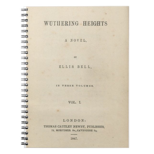 Caderno Espiral Capa do livro 1847 do original de Wuthering (Frente)
