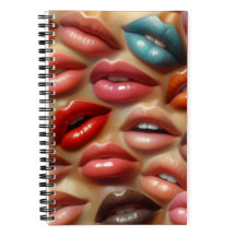 Caderno Espiral Capa Dura Lábios Coloridos