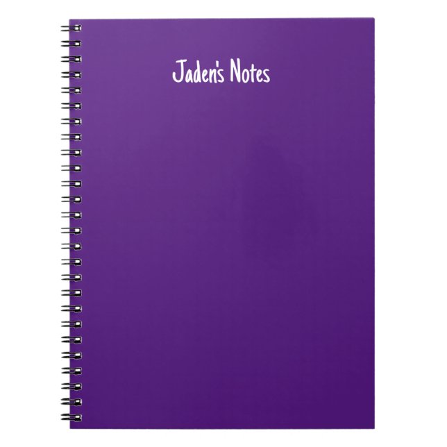 Caderno Espiral Capa Roxa Simples Escrita Nome Pessoal (Frente)