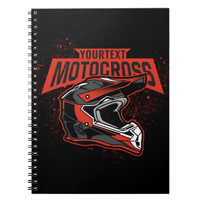 Caderno Espiral Capacete personalizado de motocross-Racing em bici (Frente)