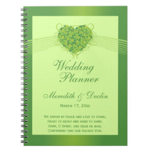 Caderno Espiral Capas de shamrock verdes planeja casamento