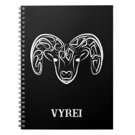 Caderno Espiral Capim/ovelha, tribal, preto e branco