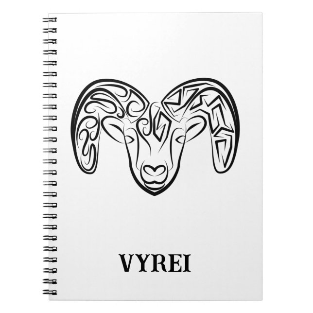 Caderno Espiral Capim/ovelha, tribal, preto e branco (Frente)