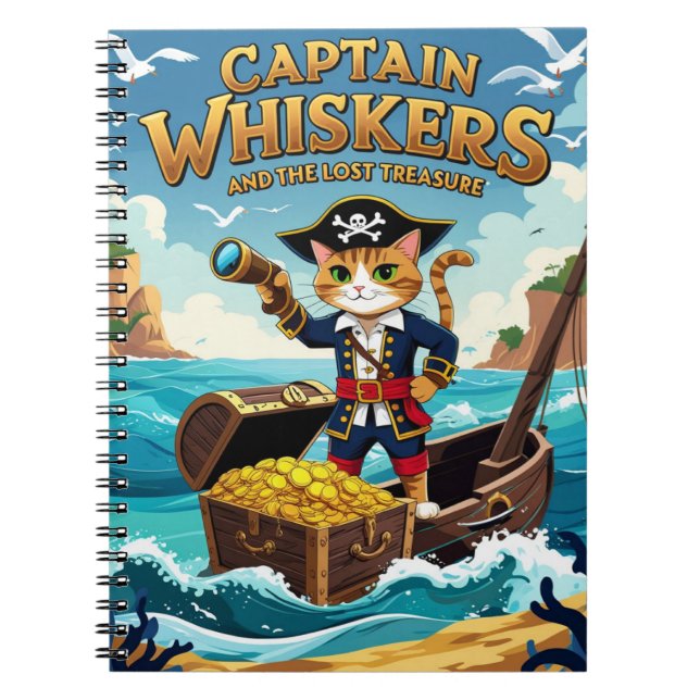 Caderno Espiral Capitão Bigodes e o Gato Pirata do Tesouro Perdido (Frente)