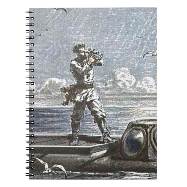 Caderno Espiral Capitão Nemo Verne 20.000 Leagues Sci Fi Art (Frente)