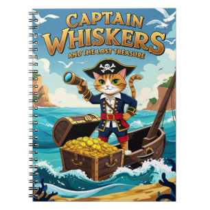 Caderno Espiral Capitão Whiskers e o Gato Pirata do Tesouro Perdid