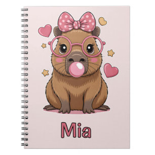 Caderno Espiral Capivara Fofa com Óculos e Chiclete
