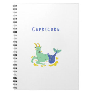 Caderno Espiral Capricórnio branco, impressão de zodíaco, estrelas