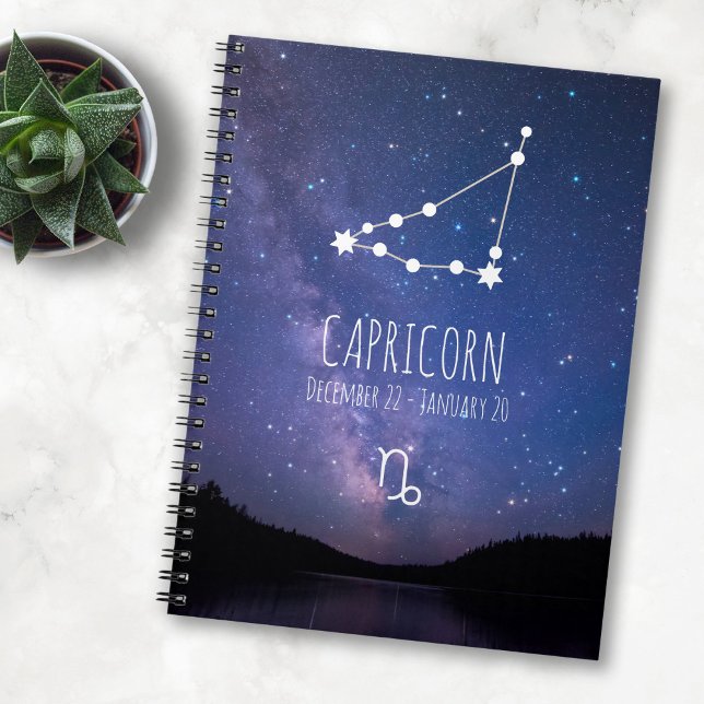 Caderno Espiral Capricórnio | Constelação Zodiac Personalizada (Criador carregado)