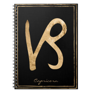 Caderno Espiral Capricórnio martelado de ouro estilizado astrologi