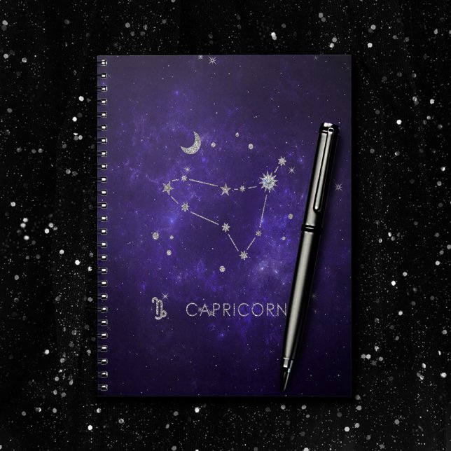 Caderno Espiral Capricórnio Roxo | Astrologia Horóscopo (Criador carregado)