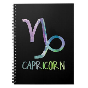 Caderno Espiral Capricórnio Zodíaco Símbolo Astrologia Marinha