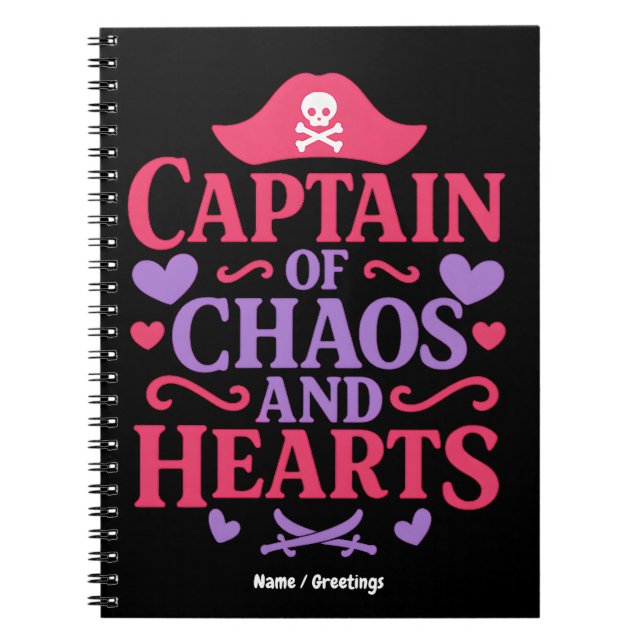 Caderno Espiral Captain of Chaos and Hearts Pirate Graphic (Frente)