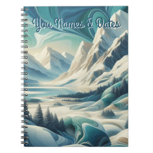Caderno Espiral Capturar a cena de inverno da arte e cristais de n