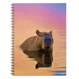 Caderno Espiral Capybara Emergindo de um Lago Tranquilo