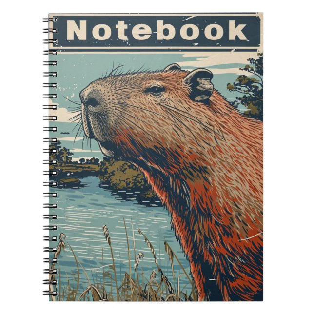 Caderno Espiral Capybara Vintage (Frente)