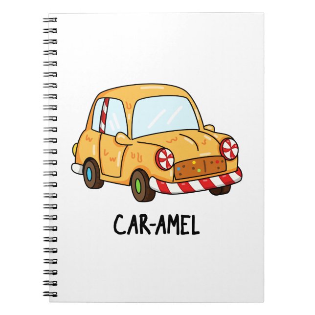 Caderno Espiral Car-amel Piada Doce Carro Trocadilho  (Frente)