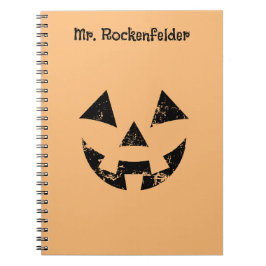 Caderno Espiral Cara de abóbora personalizada Jack-o-lanterna