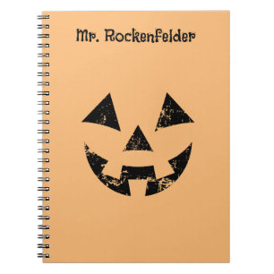 Caderno Espiral Cara de abóbora personalizada Jack-o-lanterna