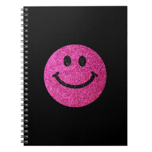 Caderno Espiral Cara do brilho do falso do rosa quente