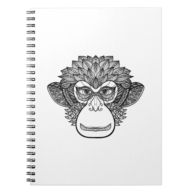 Caderno Espiral Cara do Doodle do macaco (Frente)