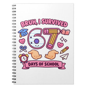 Caderno Espiral Cara, eu sobrevivi 67 dias de aula